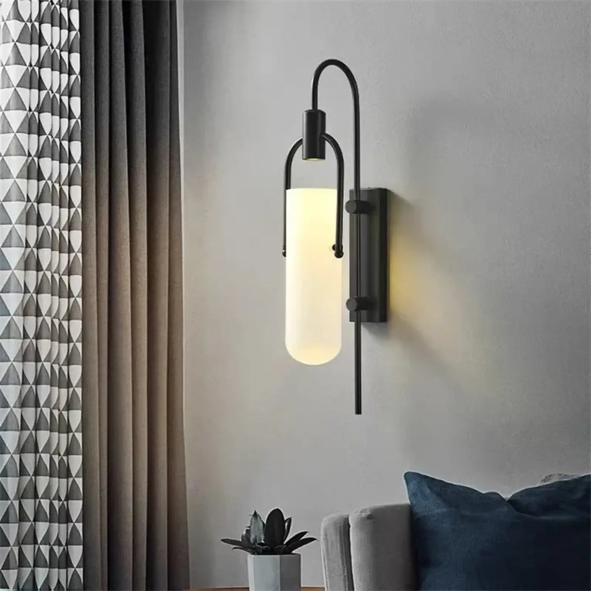Applique murale de couloir, aluminium et verre blanc, noir ou doré, noir