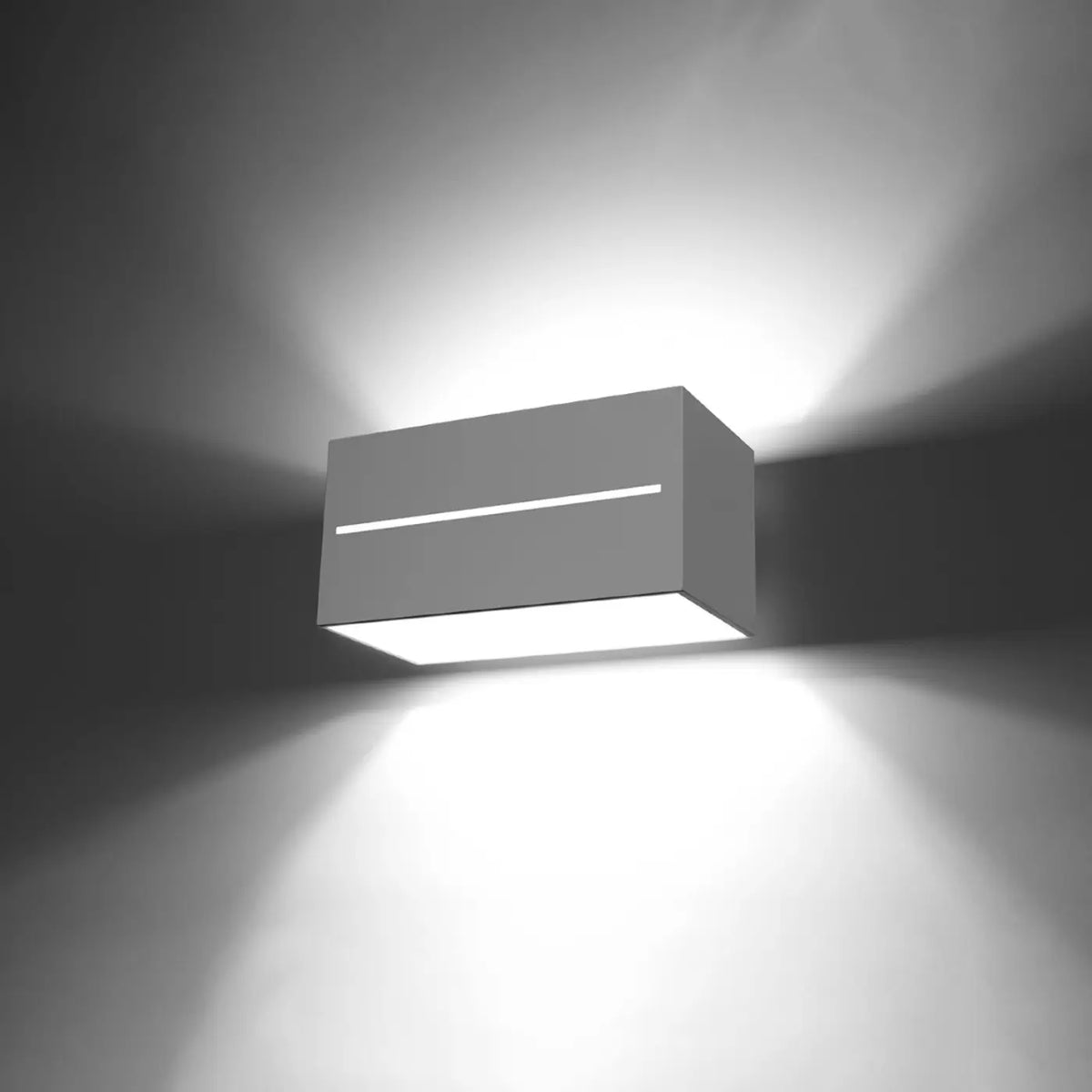 Applique murale cube en aluminium, lumière haut, bas et par une fente