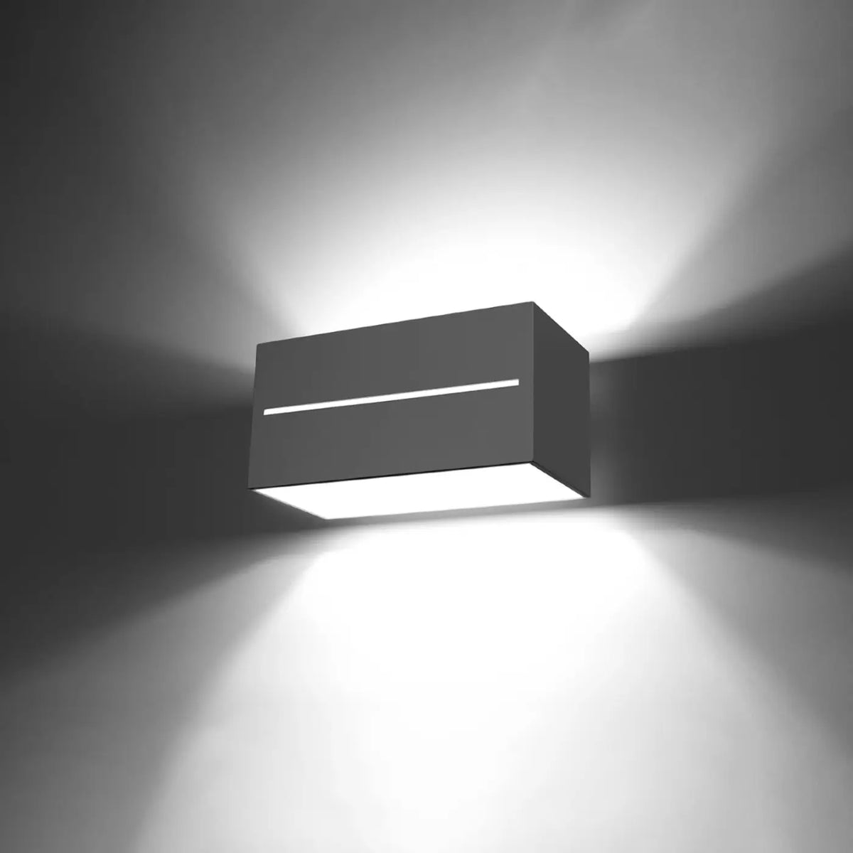 Applique murale cube en aluminium, lumière haut, bas et par une fente