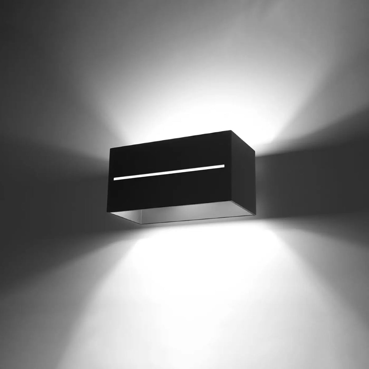 Applique murale cube en aluminium, lumière haut, bas et par une fente