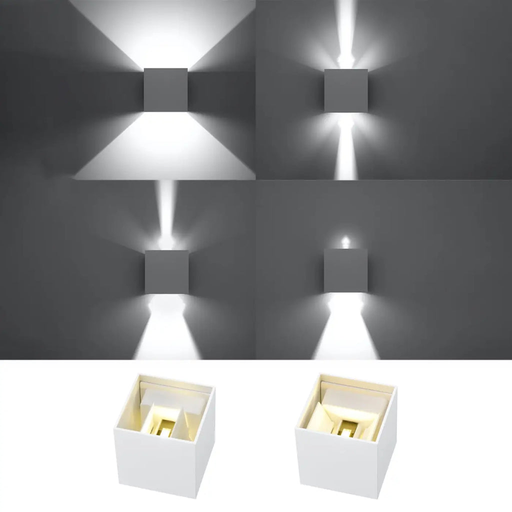 Applique murale LED cube blanche IP54, 7 W blanc chaud