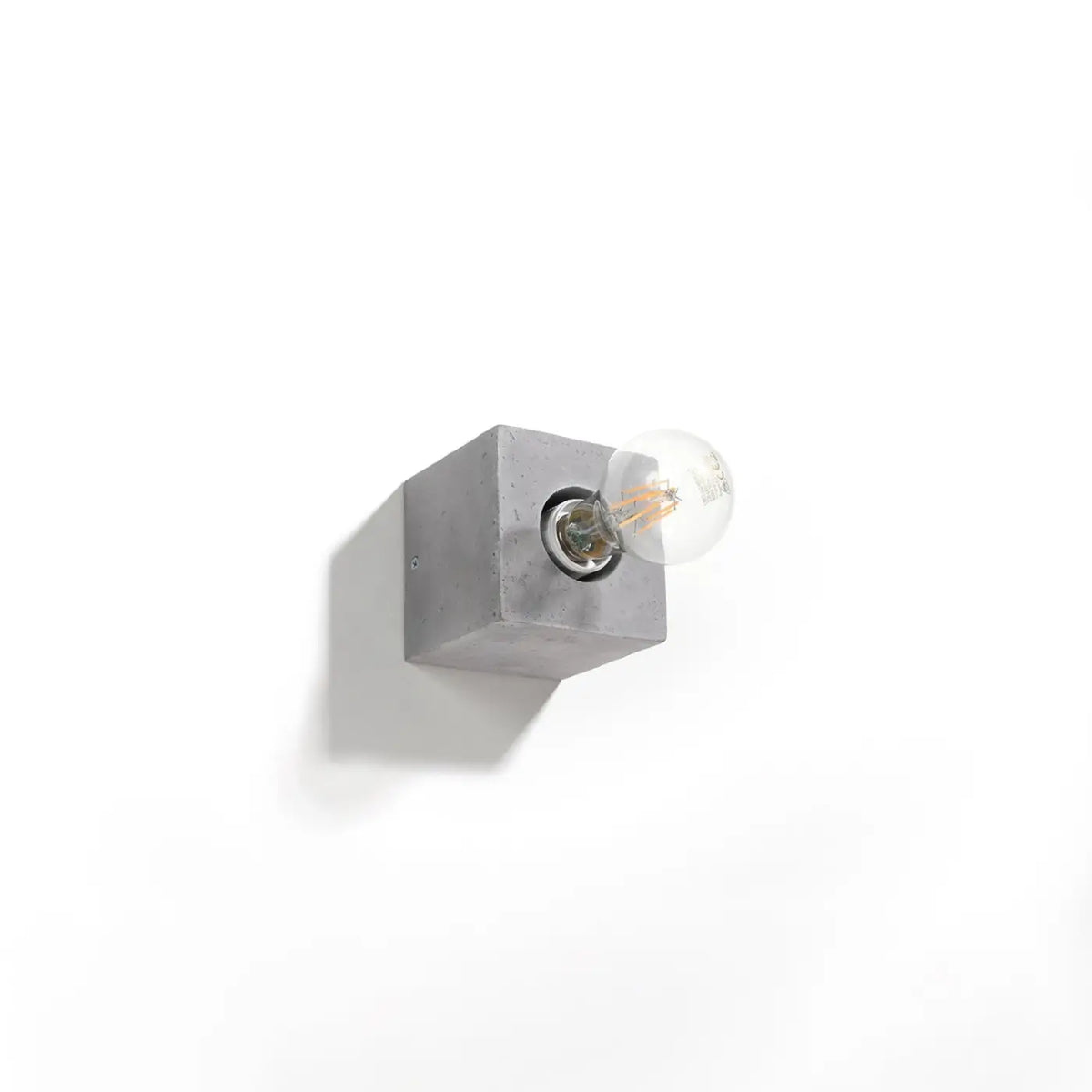 Applique murale cube en bois ou béton, ampoule apparente E27, gris