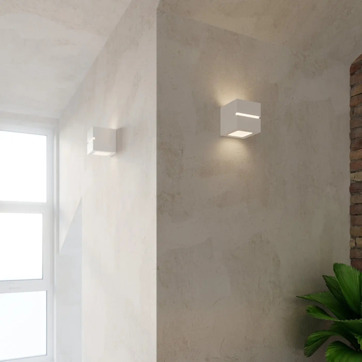 Applique murale cube en céramique blanche ou en béton gris