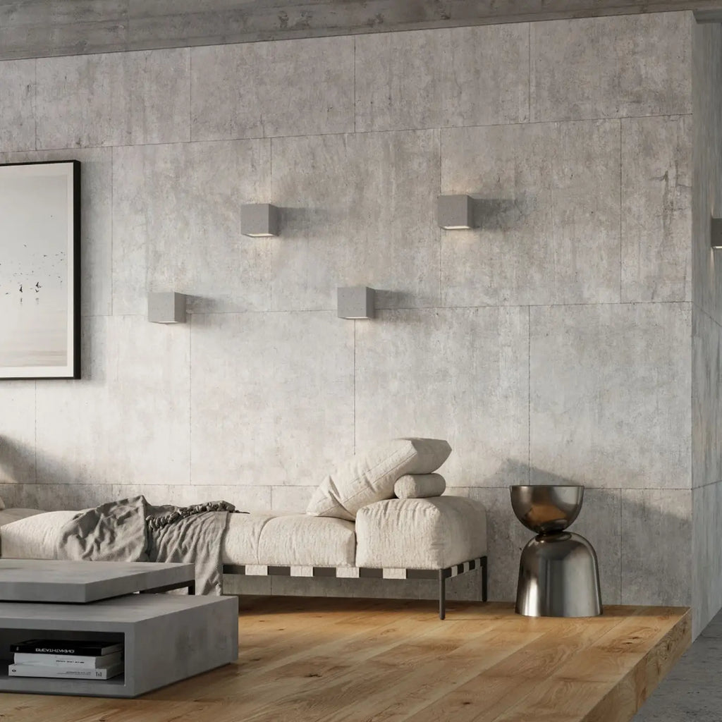 Applique murale cube en céramique blanche ou en béton gris