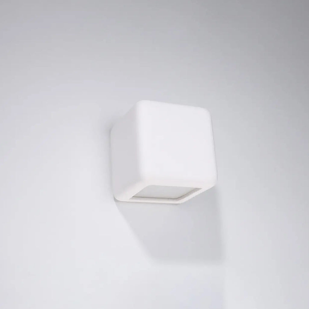 Applique murale cube en céramique blanche à peindre, 14 cm, E27