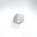 Applique murale cube en céramique grise et verre, 14 cm, E27