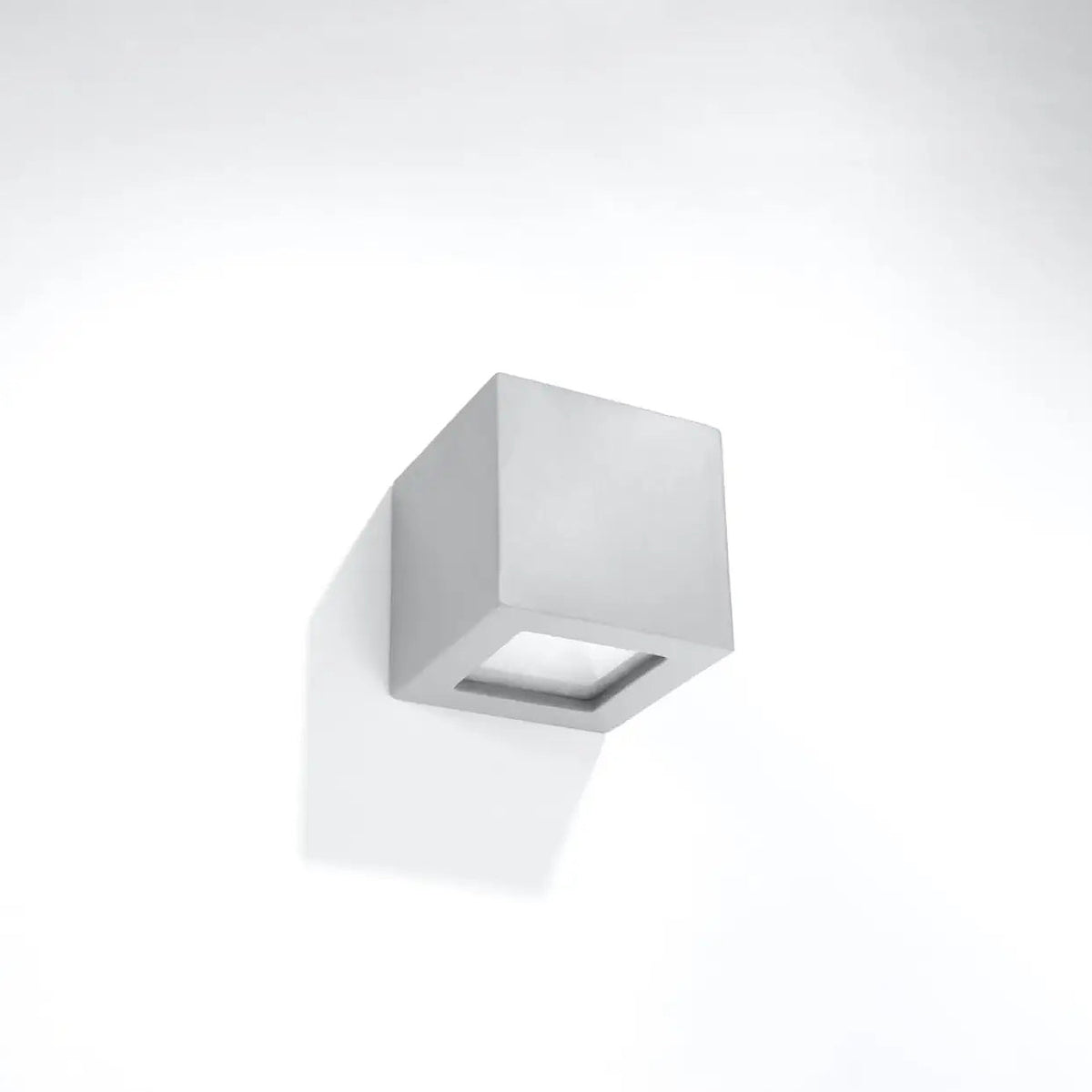 Applique murale cube en céramique grise et verre, 14 cm, E27