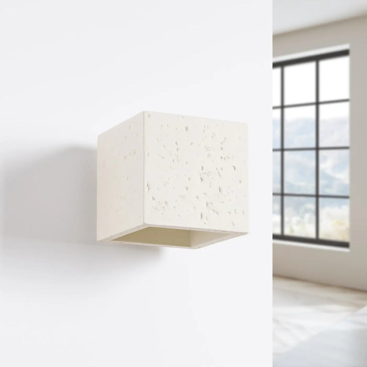Applique murale cube en aluminium, béton ou bois, culot G9, beige