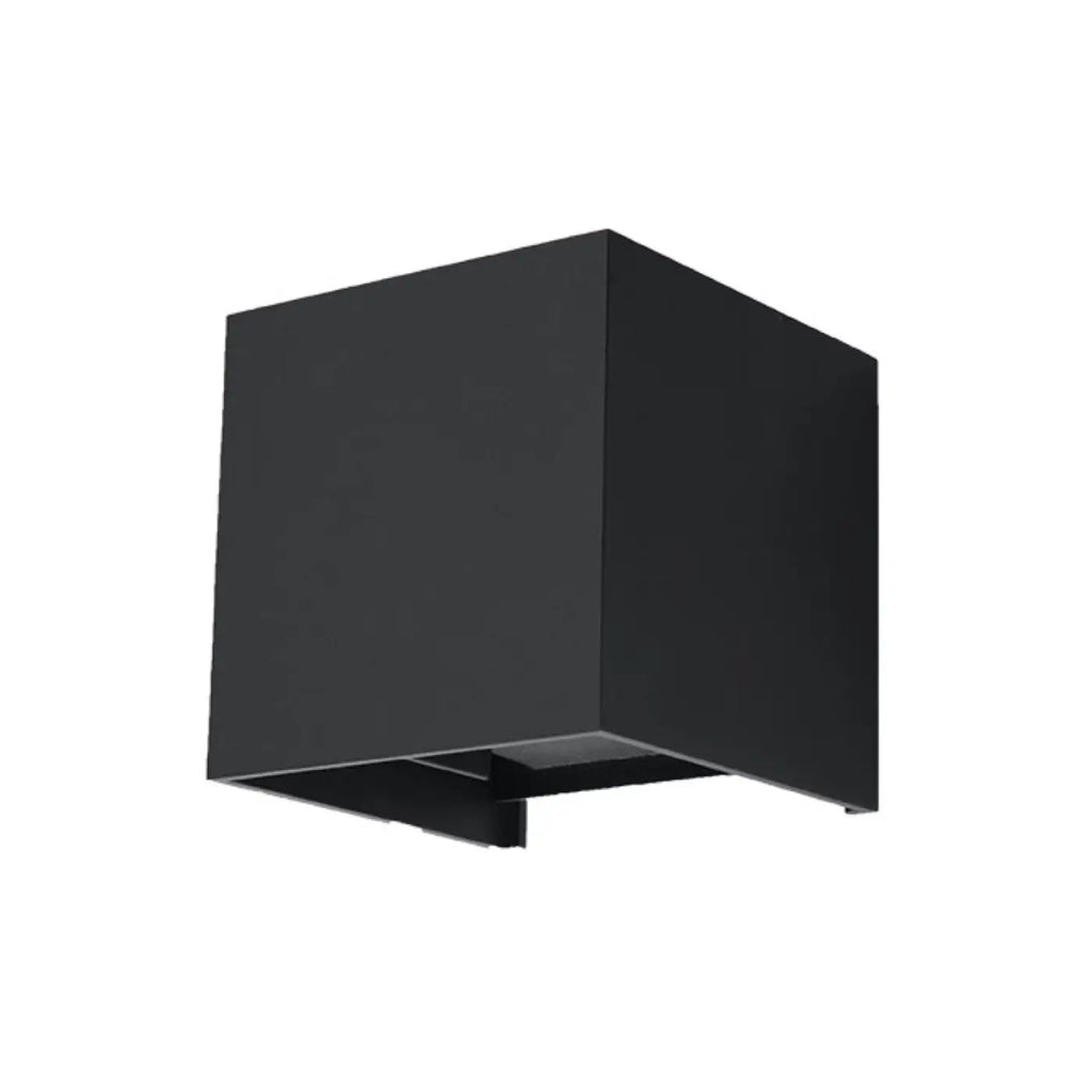 Applique murale LED cube noire IP54, 7 W blanc chaud