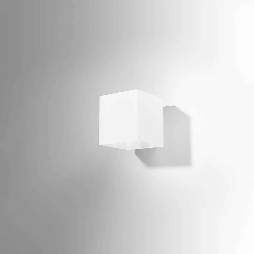 Applique murale cube en verre blanc, 10 cm, lumière douce, G9