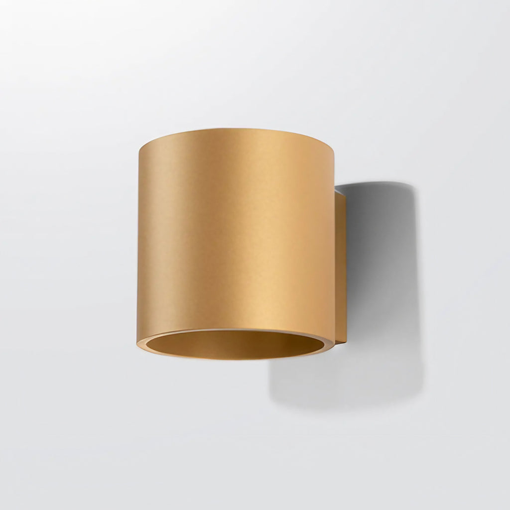 Applique murale cylindre en aluminium doré, ampoule G9