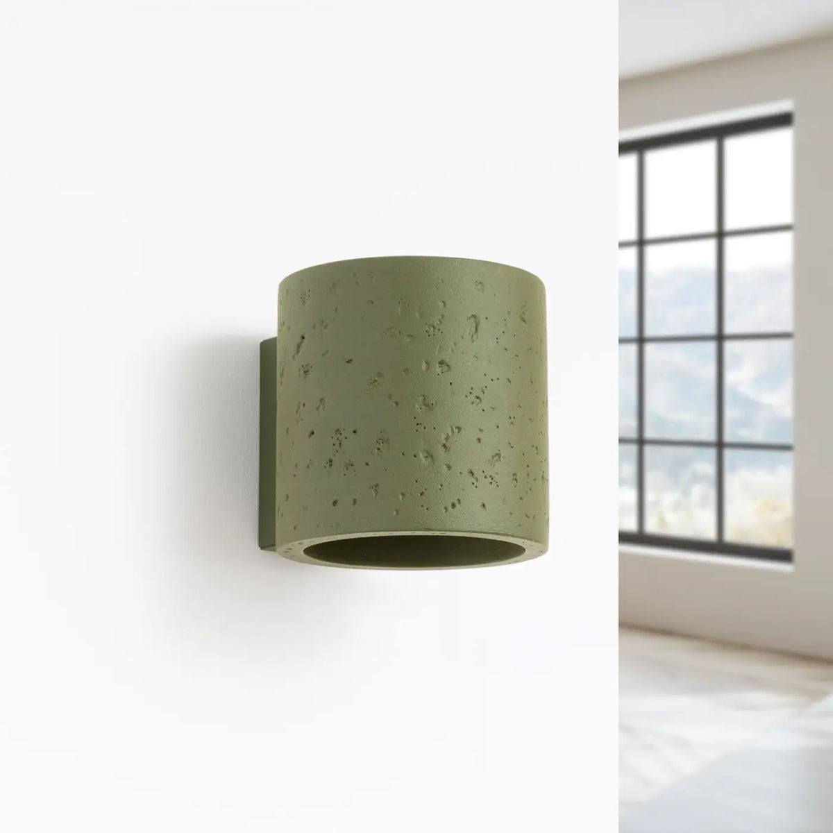 Applique murale cylindre en aluminium, béton ou bois, 1 ou 2 G9, vert olive