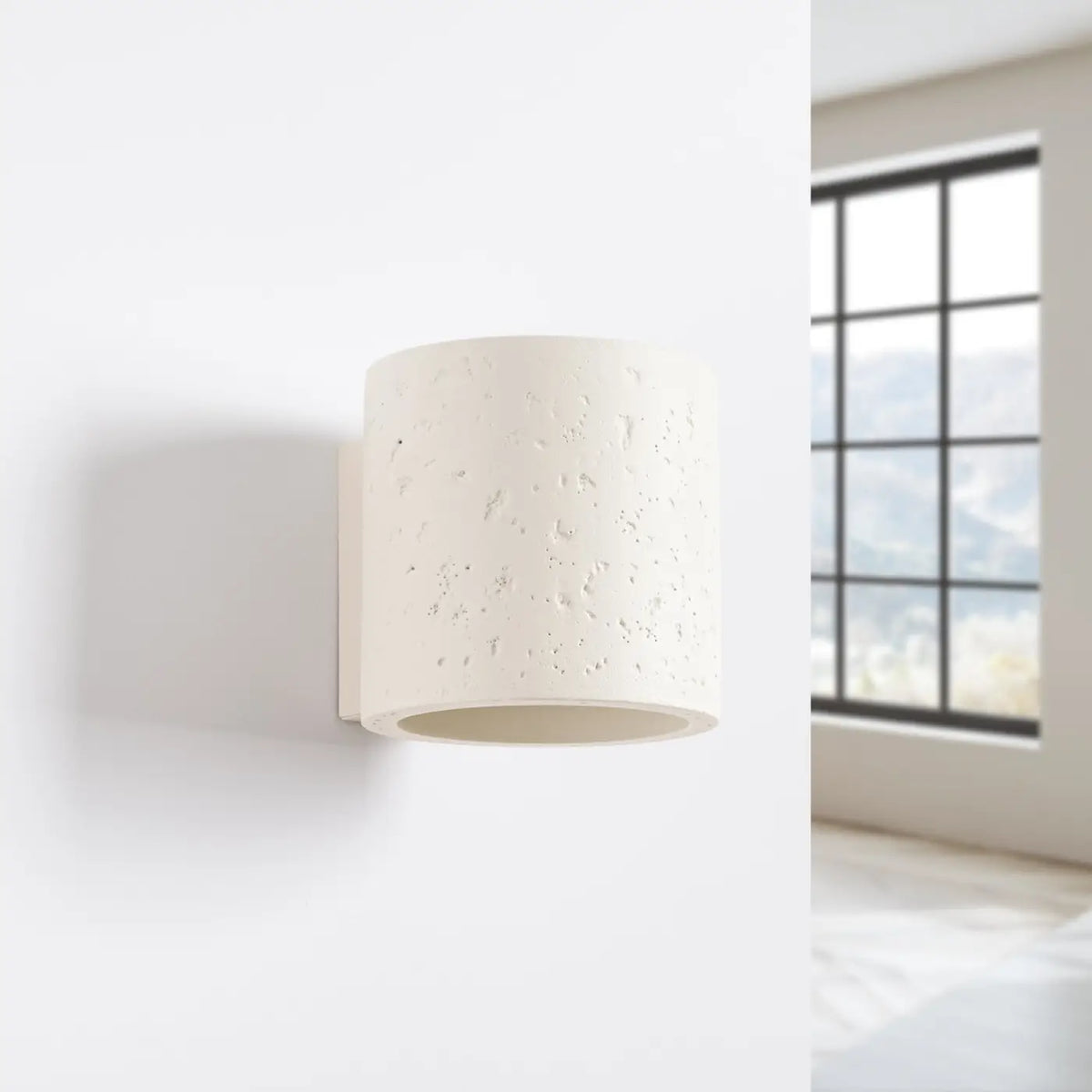 Applique murale cylindre en aluminium, béton ou bois, 1 ou 2 G9, beige