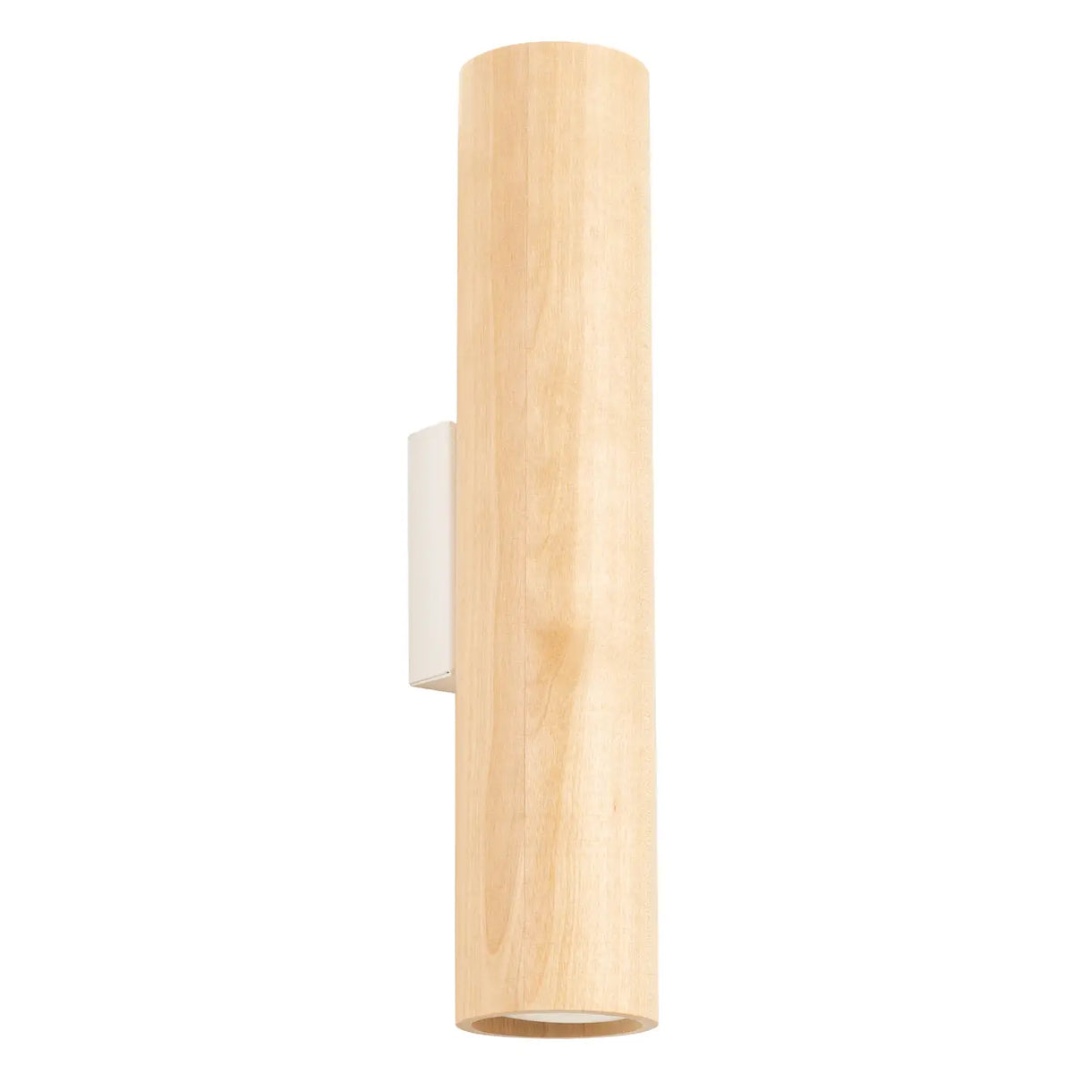 Applique murale tube en bois naturel, lumière haut et bas