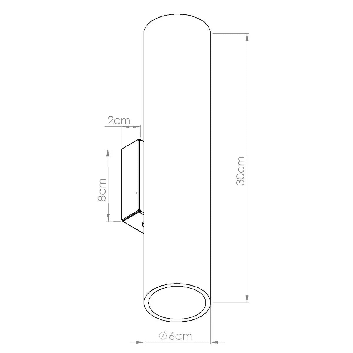 Applique murale tube en bois naturel, lumière haut et bas