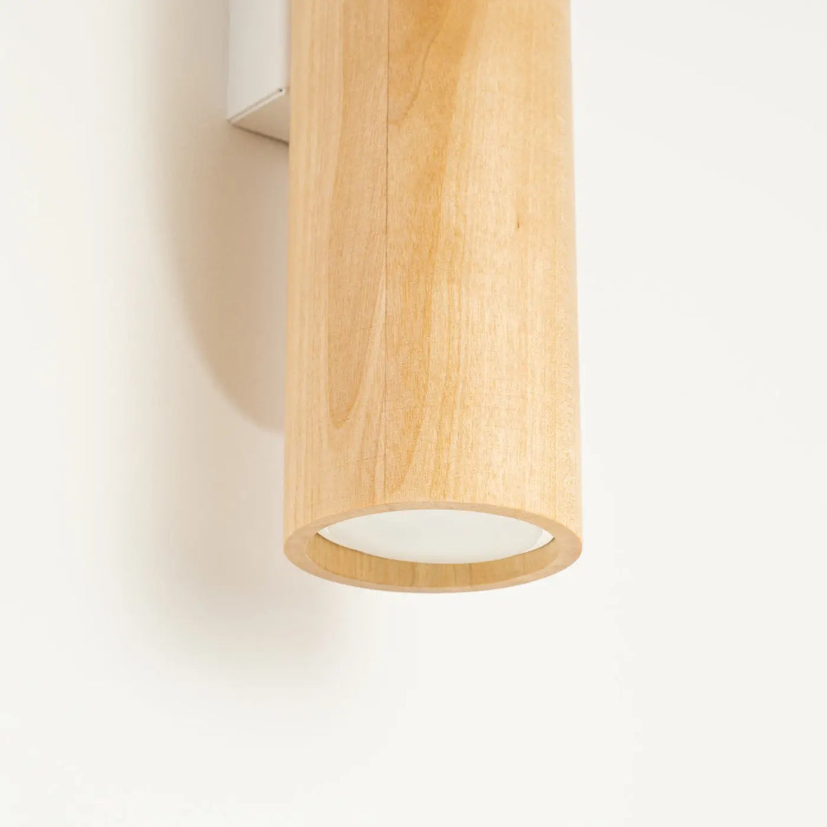 Applique murale tube en bois naturel, lumière haut et bas