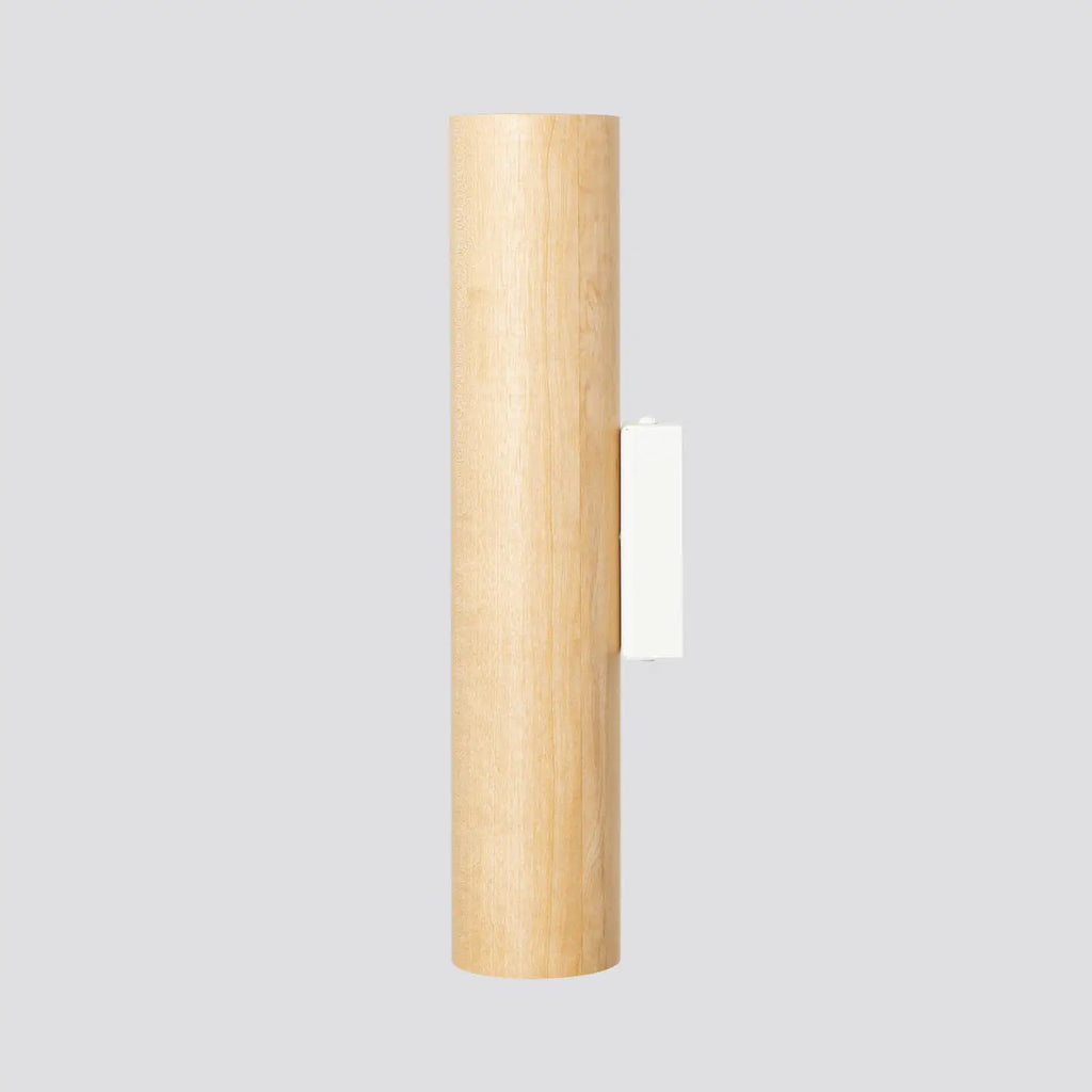 Applique murale tube en bois naturel, lumière haut et bas