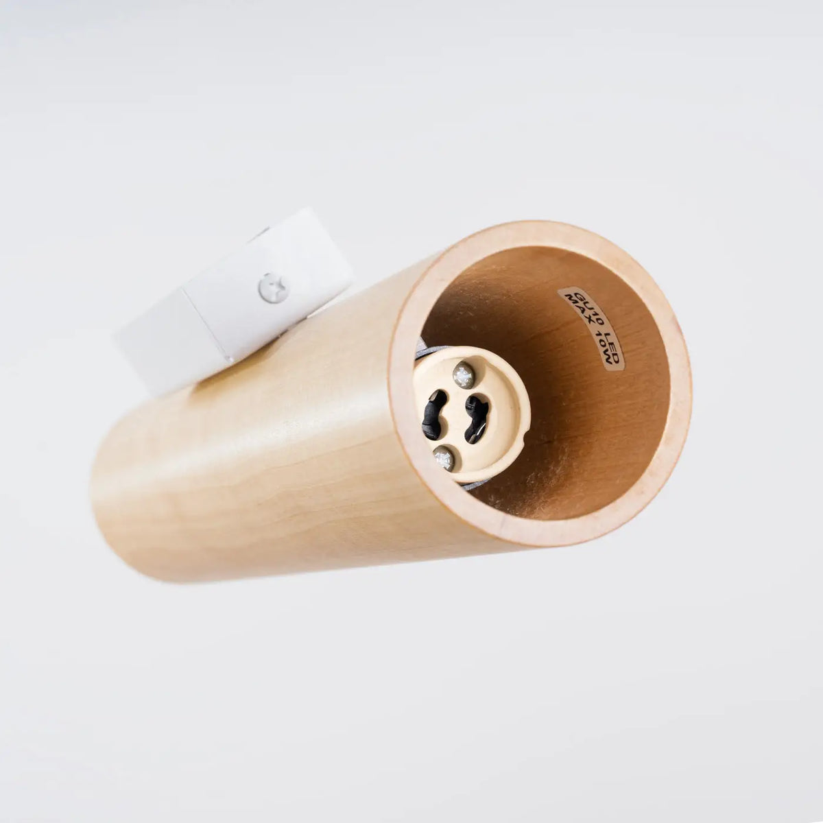 Applique murale tube en bois naturel, lumière haut et bas