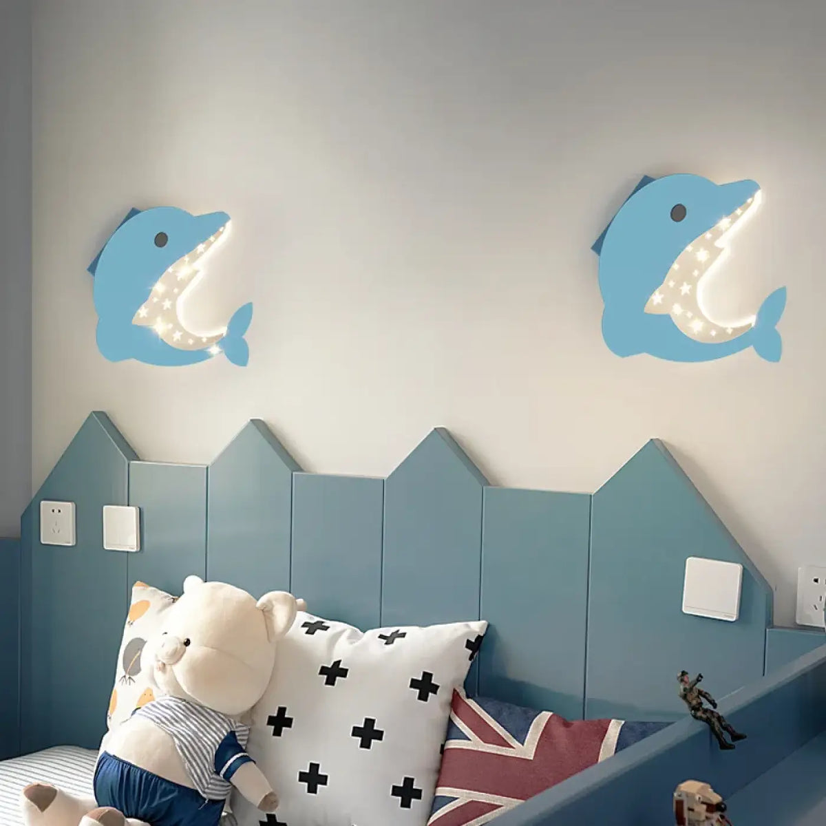 Applique murale enfant dauphin, nuage ou cœur, à piles