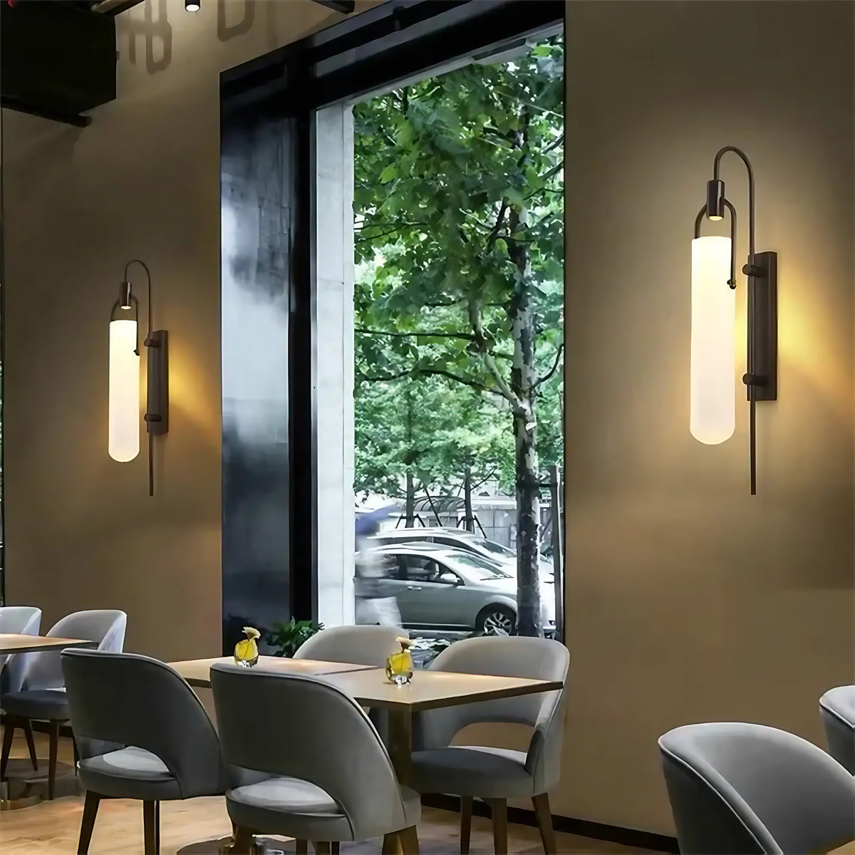 Applique murale de couloir, aluminium et verre blanc, noir ou doré