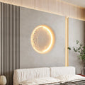 Applique murale demi-lune blanche en relief, cratères en 3D