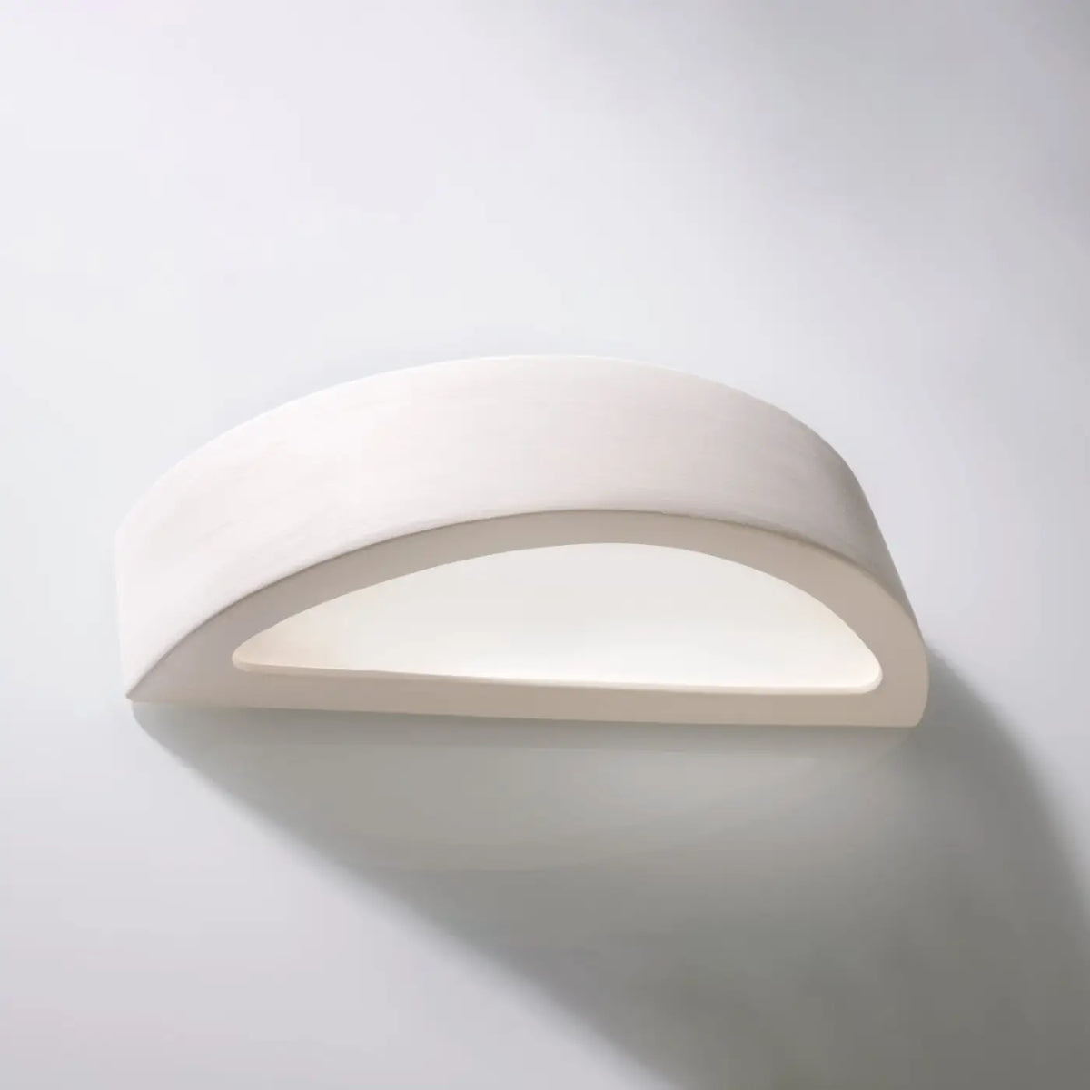 Applique murale demi-lune en céramique ou béton, 25 à 40 cm, blanc