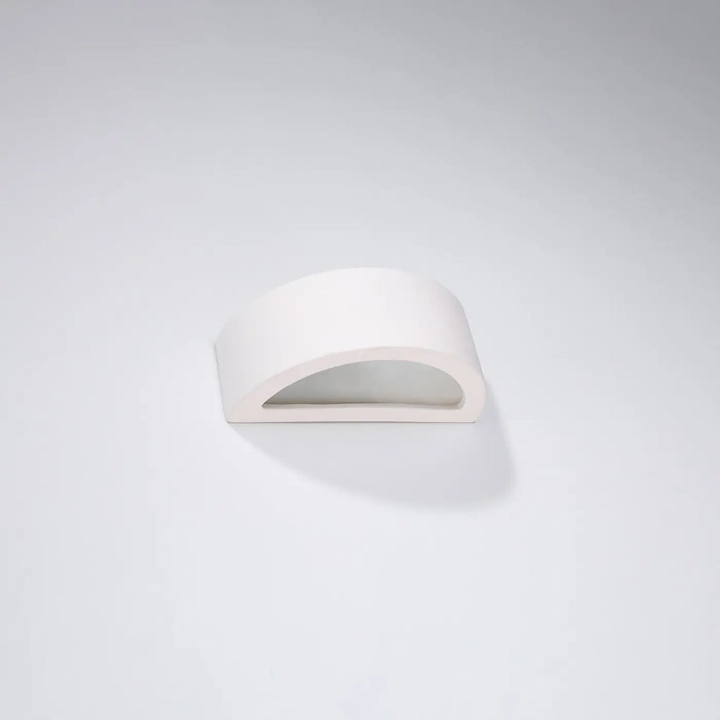 Applique murale demi-lune en céramique ou béton, 25 à 40 cm, blanc