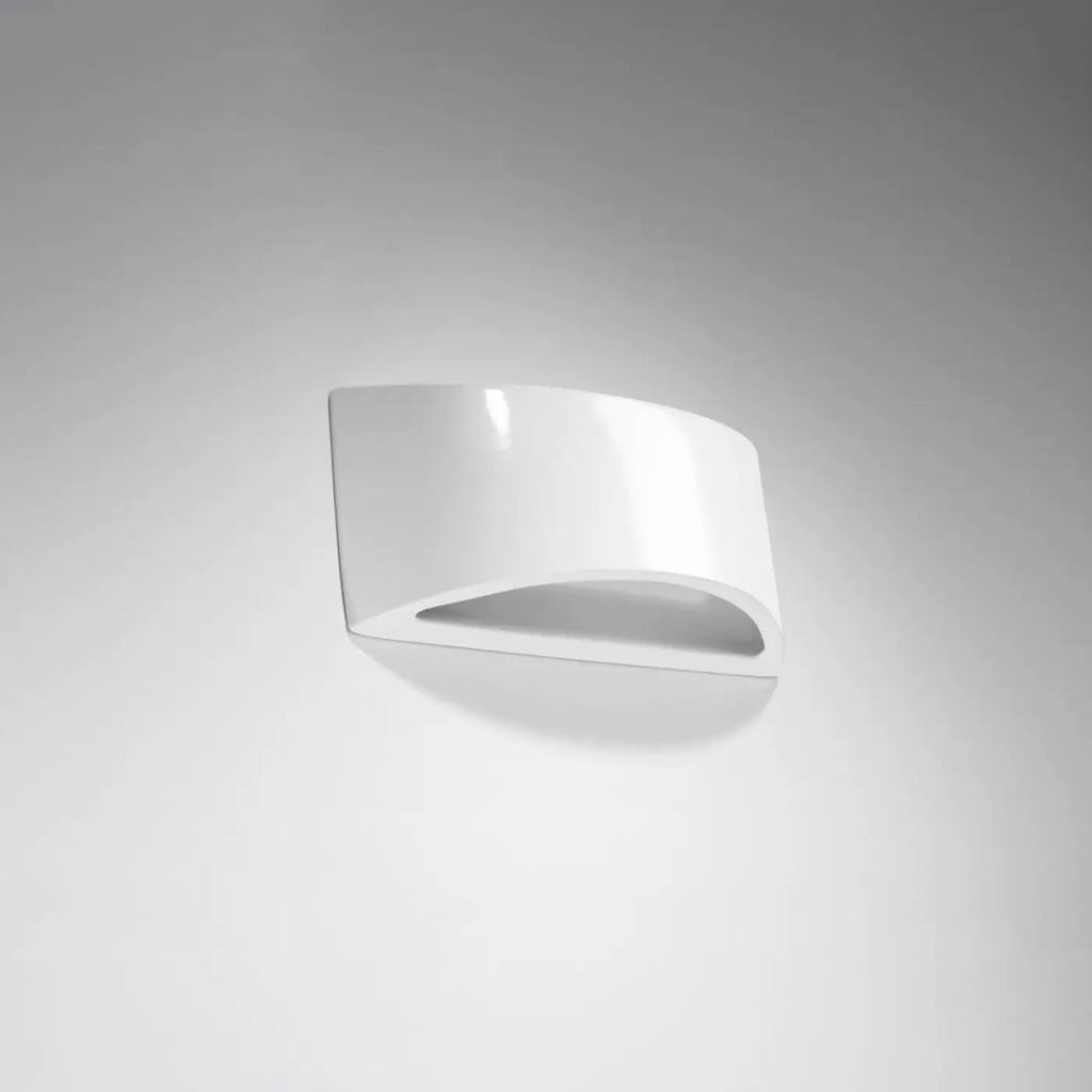 Applique murale demi-lune en céramique blanche vernie, 14,5 cm