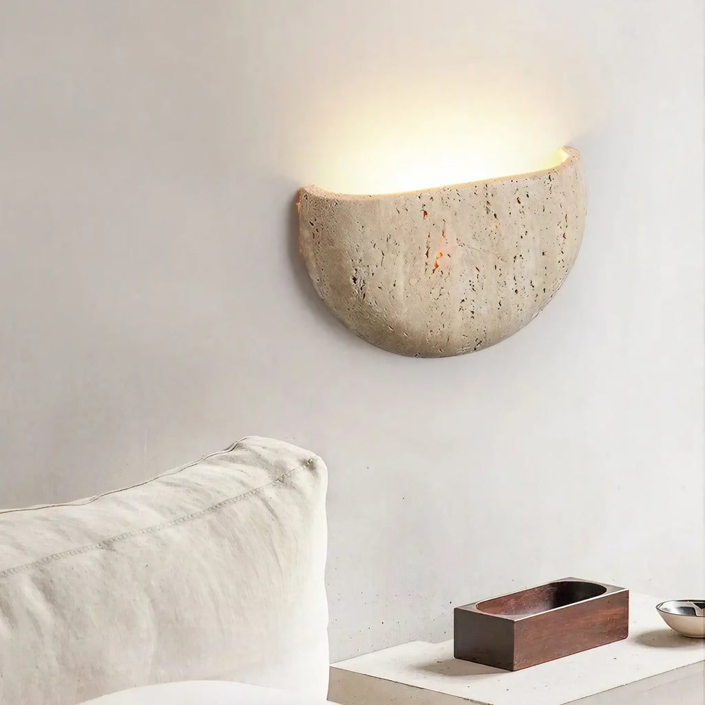 Applique murale en pierre naturelle, forme demi-lune