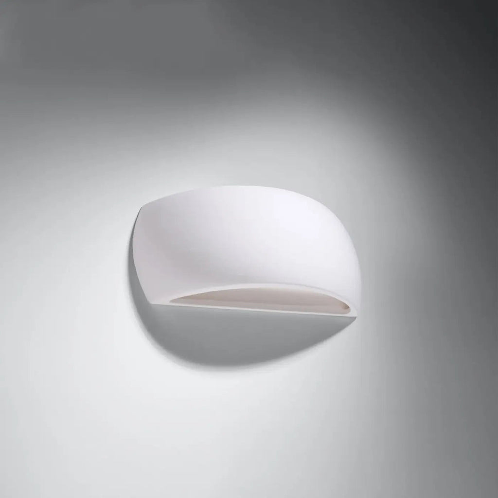 Applique murale coque demi-ovale en céramique blanche, 32 cm, G9