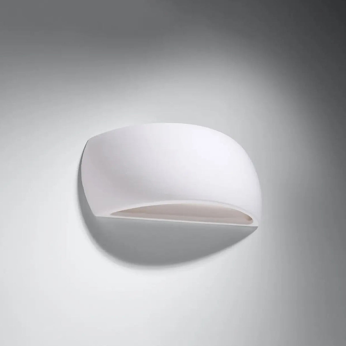 Applique murale coque demi-ovale en céramique blanche, 32 cm, G9