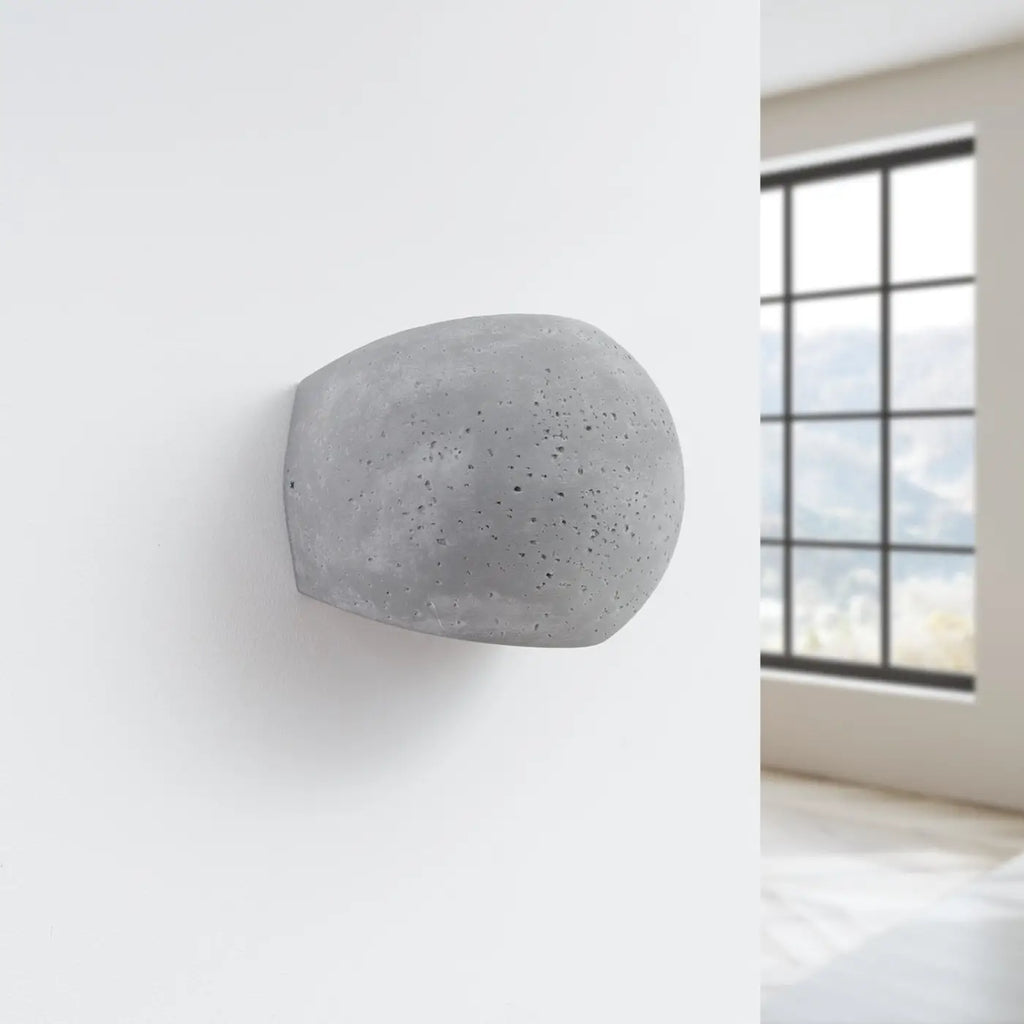 Applique murale demi-sphère en céramique blanche ou béton gris, gris