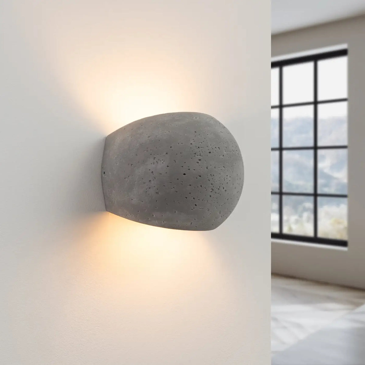 Applique murale demi-sphère en céramique blanche ou béton gris