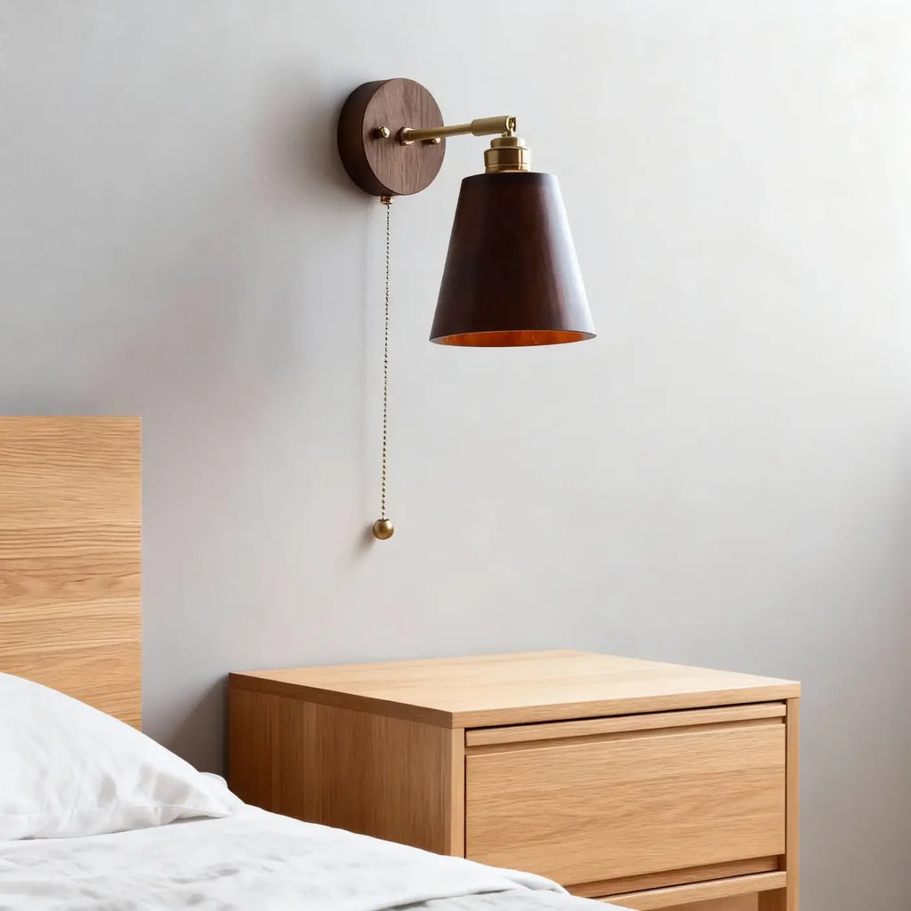 Applique murale bois et laiton à bras orientable
