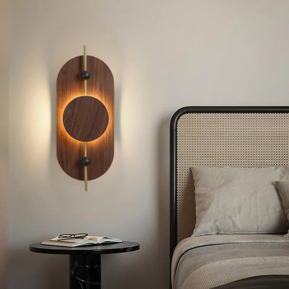 Applique murale bois et métal LED, marron ou noir, marron