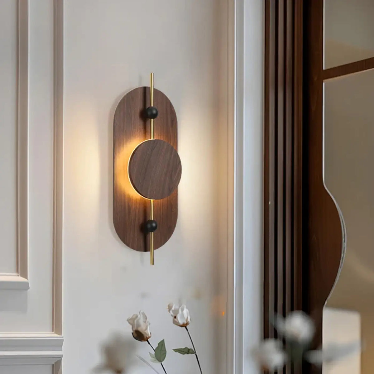 Applique murale bois et métal LED, marron ou noir