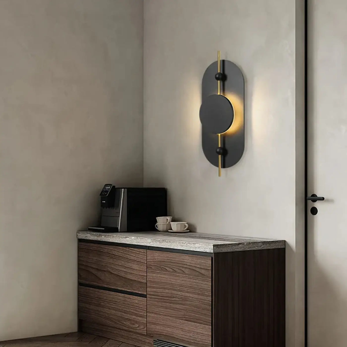 Applique murale bois et métal LED, marron ou noir