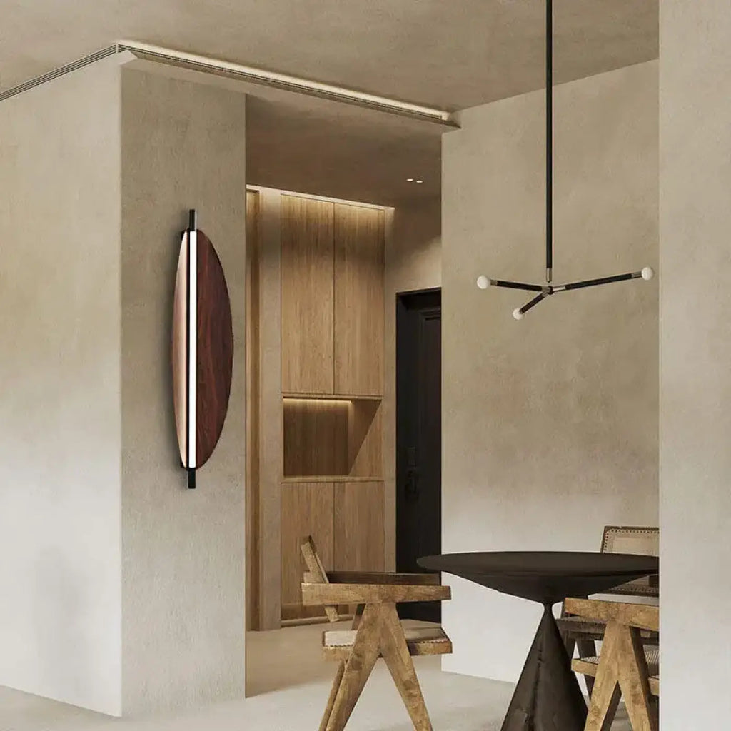 Applique murale verticale en bois avec LED, tailles S, M et L