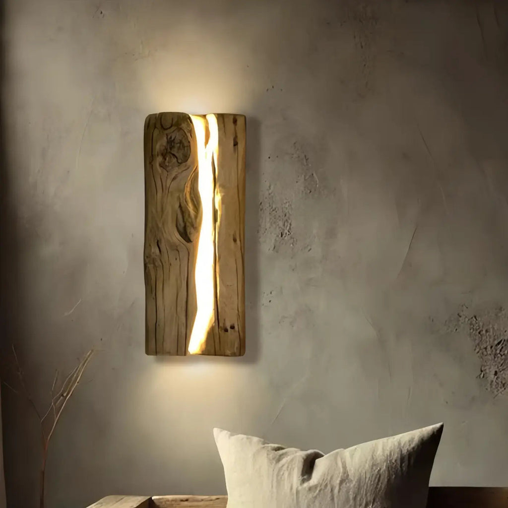 Applique murale design en bois naturel, éclairage LED