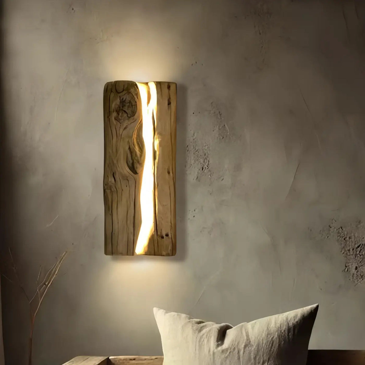 Applique murale design en bois naturel, éclairage LED