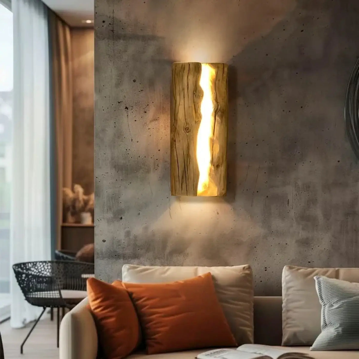 Applique murale design en bois naturel, éclairage LED