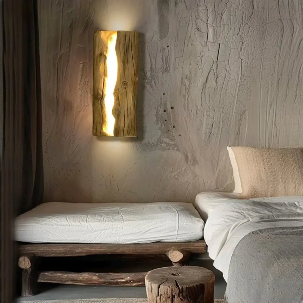 Applique murale design en bois naturel, éclairage LED