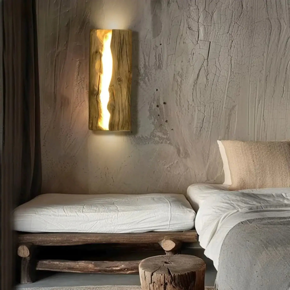 Applique murale design en bois naturel, éclairage LED