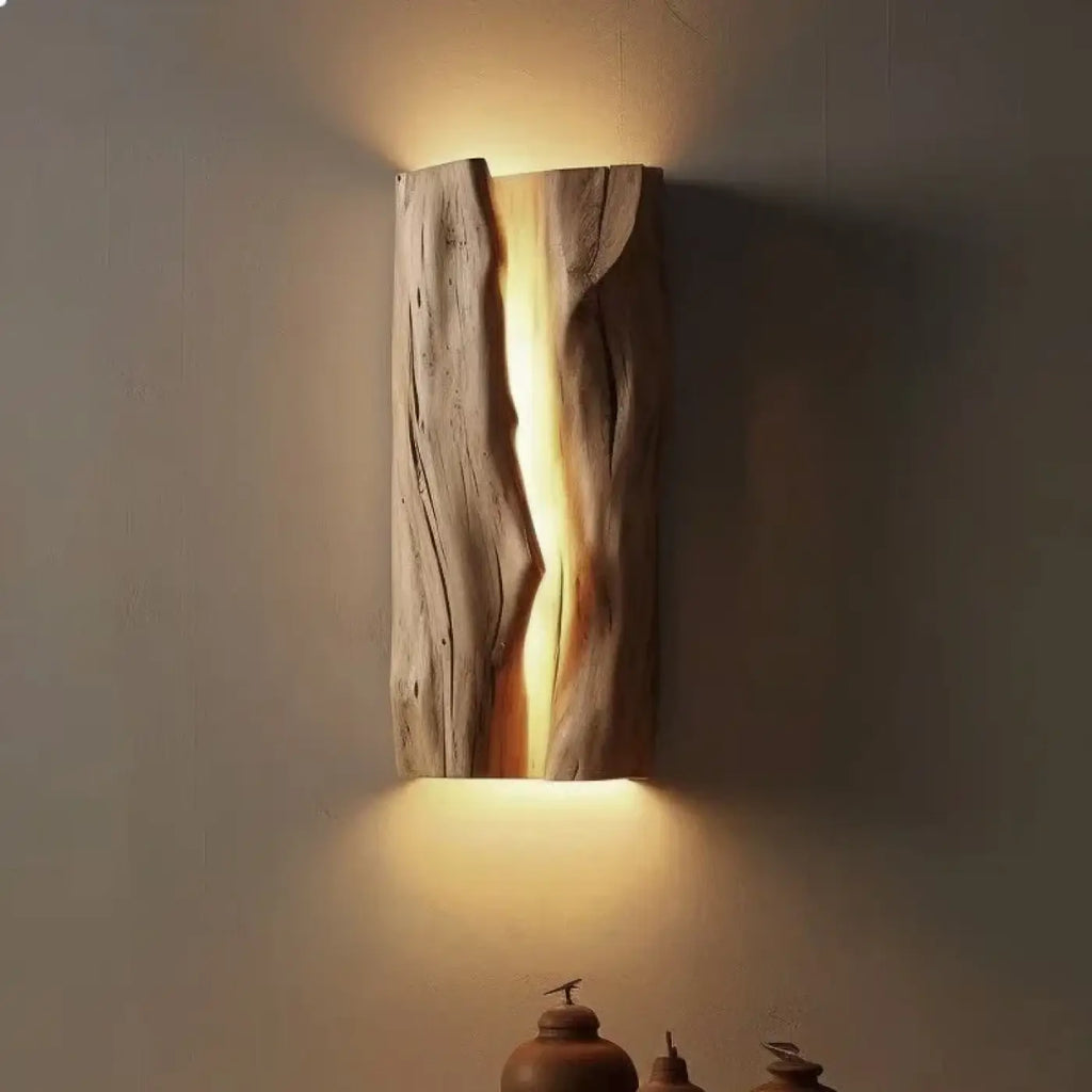 Applique murale design en bois naturel, éclairage LED