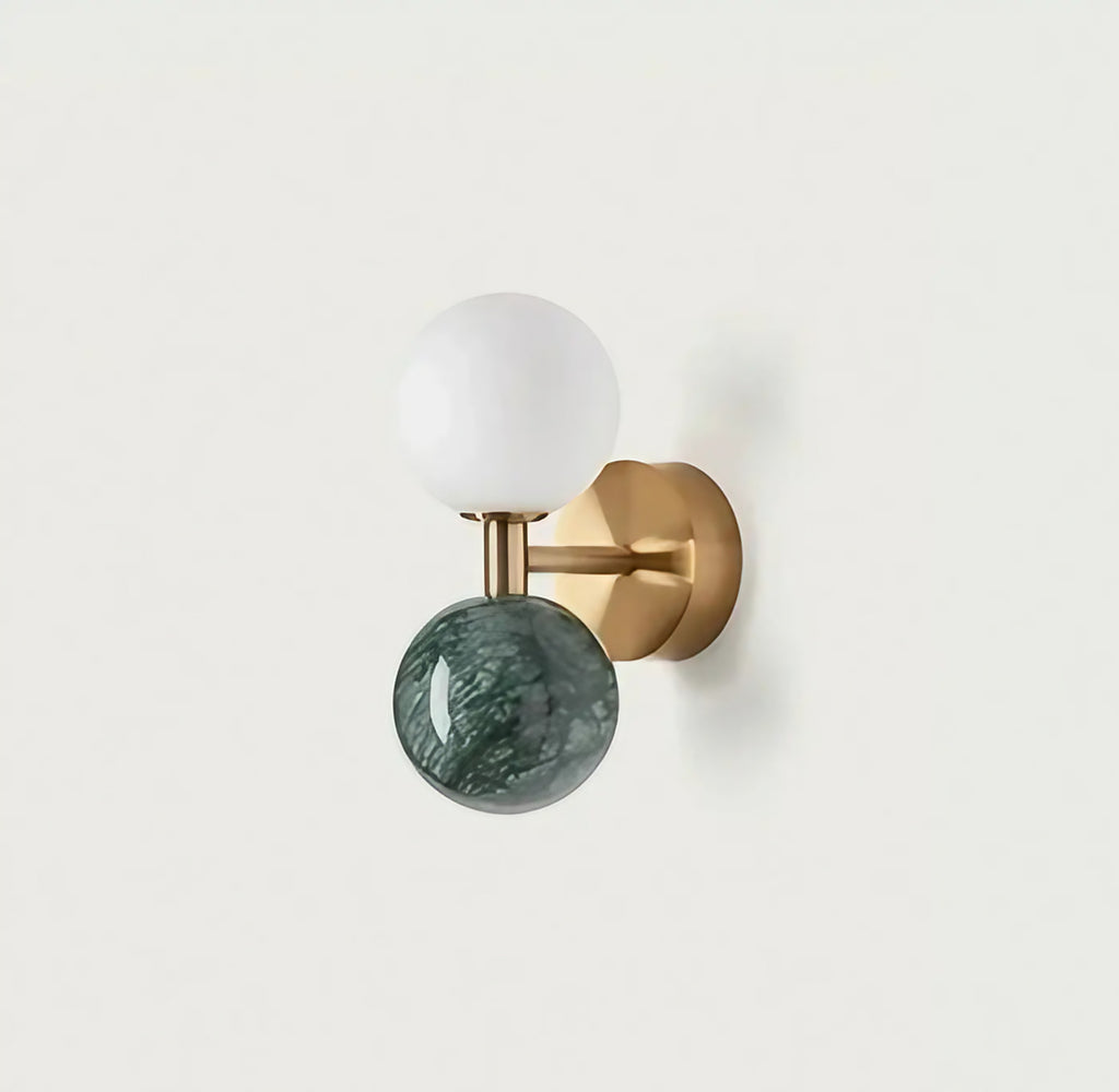 Applique murale boule de verre et marbre, trois coloris, vert