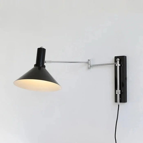 Applique à bras articulé et abat-jour conique, avec ou sans prise