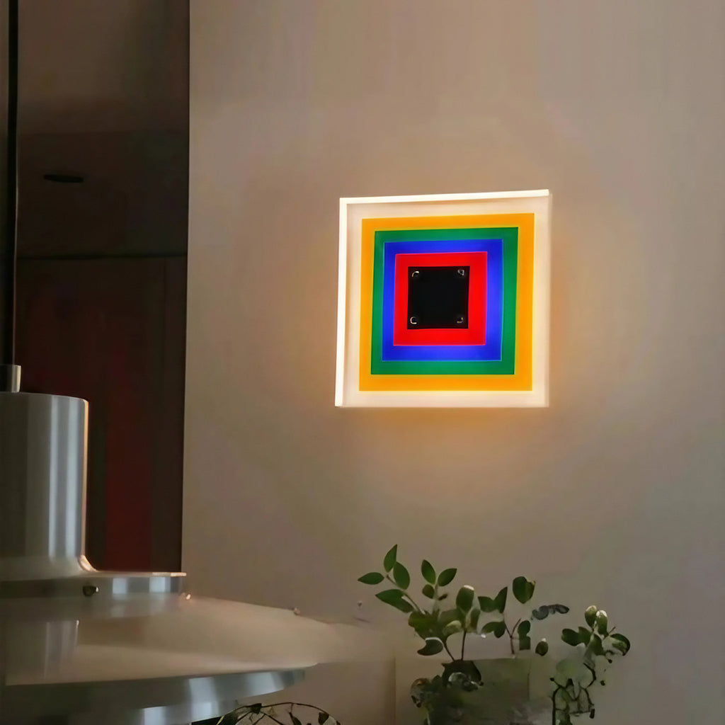 Applique murale carrée à couleurs superposées, jaune ou blanc