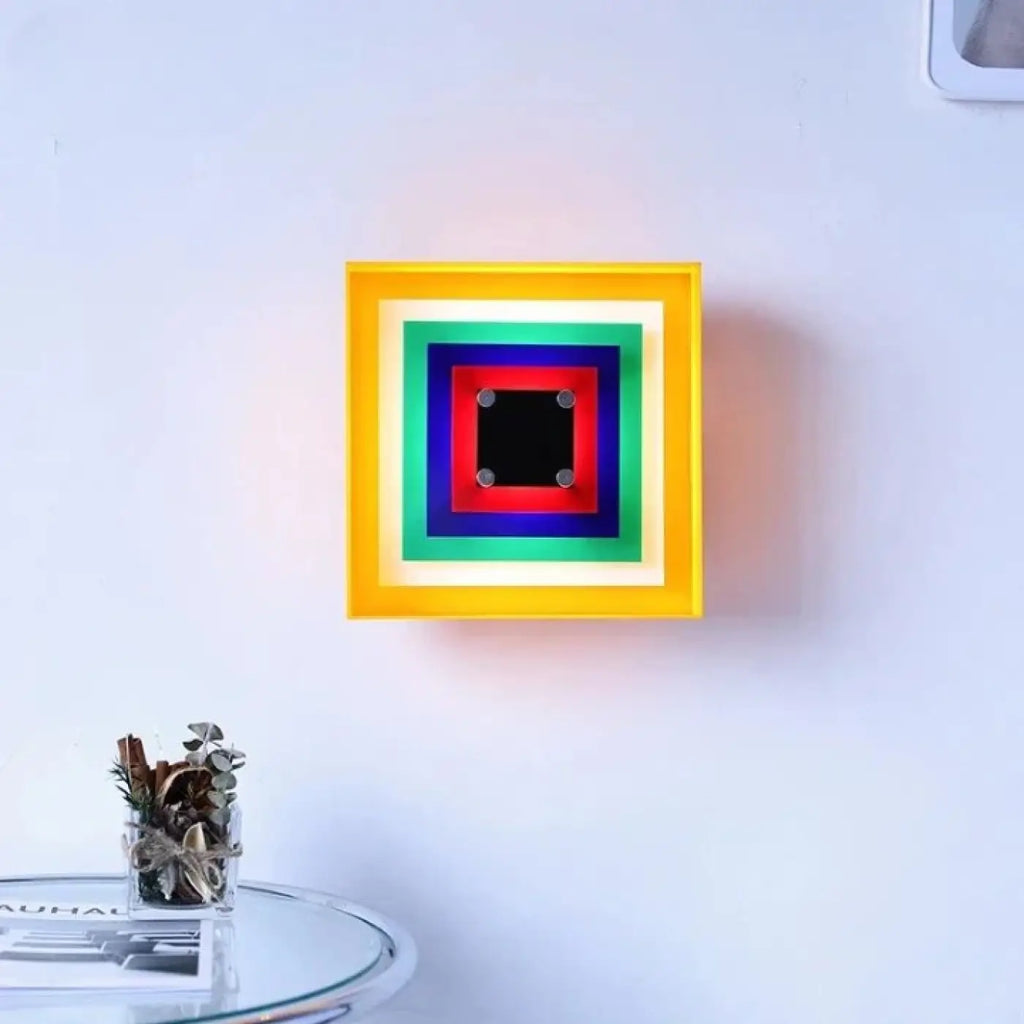 Applique murale carrée à couleurs superposées, jaune ou blanc