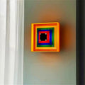 Applique murale carrée à couleurs superposées, jaune ou blanc, jaune