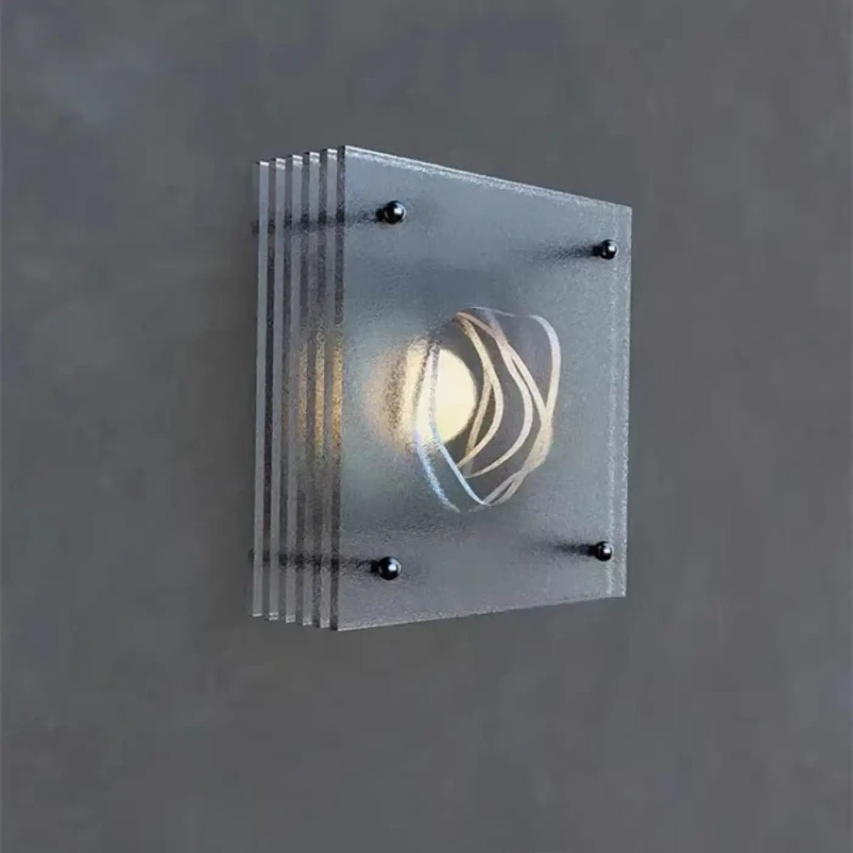 Applique murale carrée en verre transparent